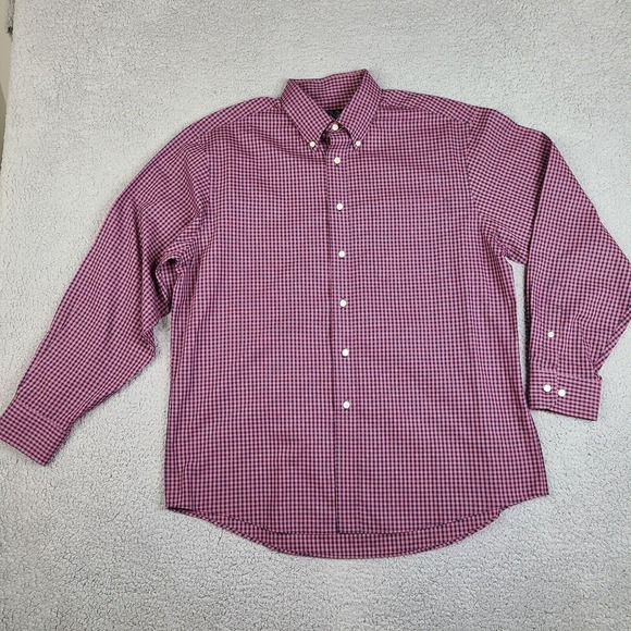Jos A Bank Shirt Mens Large Blue Red Plaid Button Down‎ Executive Collection - Picture 1 of 15